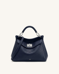 Lucia Classic Top Handle Bag - Navy Blue