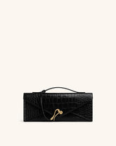 Celeste Envelope Top Handle Bag - Black Croc