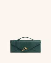 Celeste Envelope Top Handle Bag - Olive Green Lizard Texture