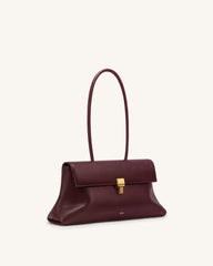 Selene Lock Flap Shoulder Bag - Burgundy