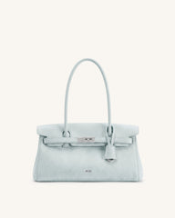 Yara Faux Suede Shoulder Bag - Light Blue