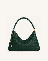 Lorena Woven Shoulder Bag - Emerald Green