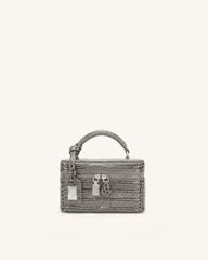 Cleo Box Shape Top Handle Bag - Grey Croc