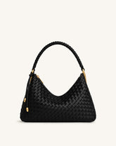Lorena Woven Shoulder Bag - Black