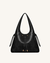 Celandra Drawstring Hobo Bag - Black