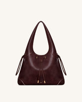 Celandra Drawstring Hobo Bag - Deep Burgundy