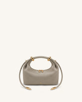 Ellie Faux Suede Metal Ring Embellished Top Handle Bag - Grey