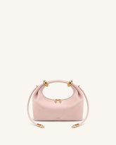 Ellie Faux Suede Metal Ring Embellished Top Handle Bag - Pink
