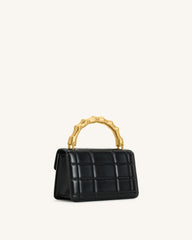 Kaia Bamboo Metal Handle Handbag - Black