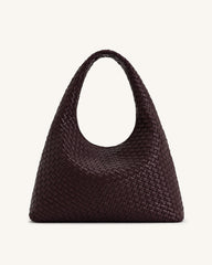 Laura Woven Shoulder Bag - Deep Burgundy