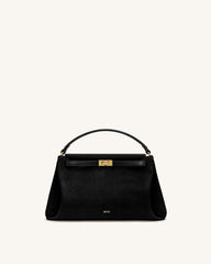 Carmen Faux Suede Top Handle Bag - Black