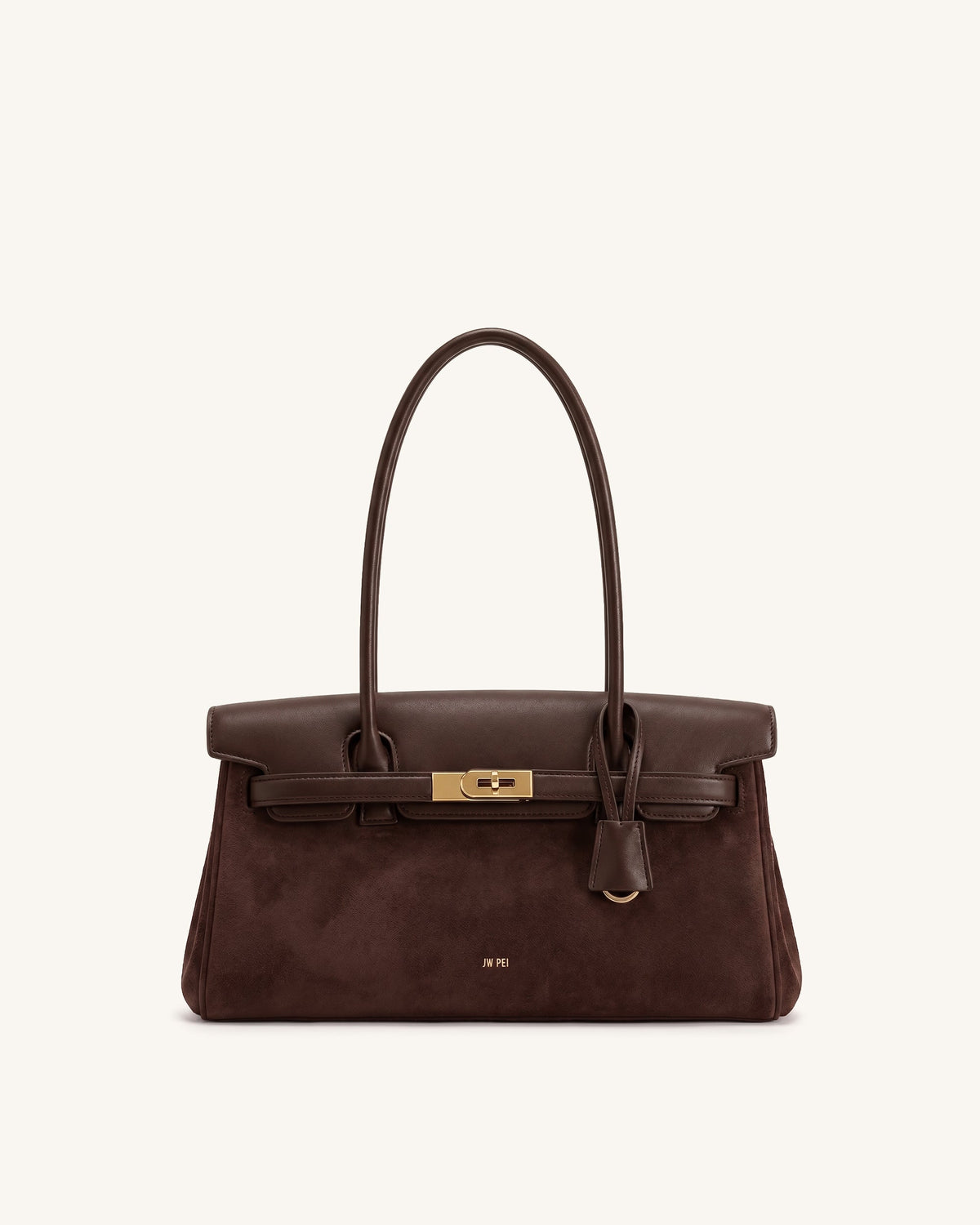 Yara Faux Suede Shoulder Bag - Chocolate Brown