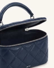 Vivienne Quilted Vanity Top Handle Bag - Navy