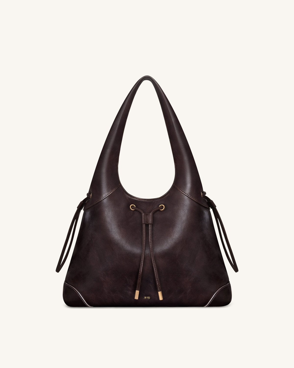 Celandra Drawstring Hobo Bag - Dark Brown