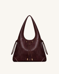 Celandra Drawstring Hobo Bag - Deep Burgundy