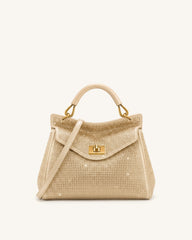 Lucia Classic Artificial Crystal Top Handle Bag - Champagne