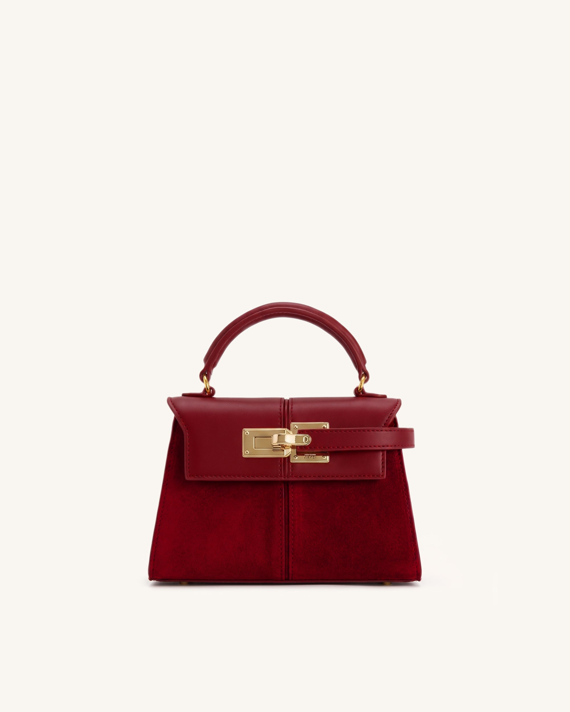 Elise Faux Suede Top Handle Bag - Deep Burgundy