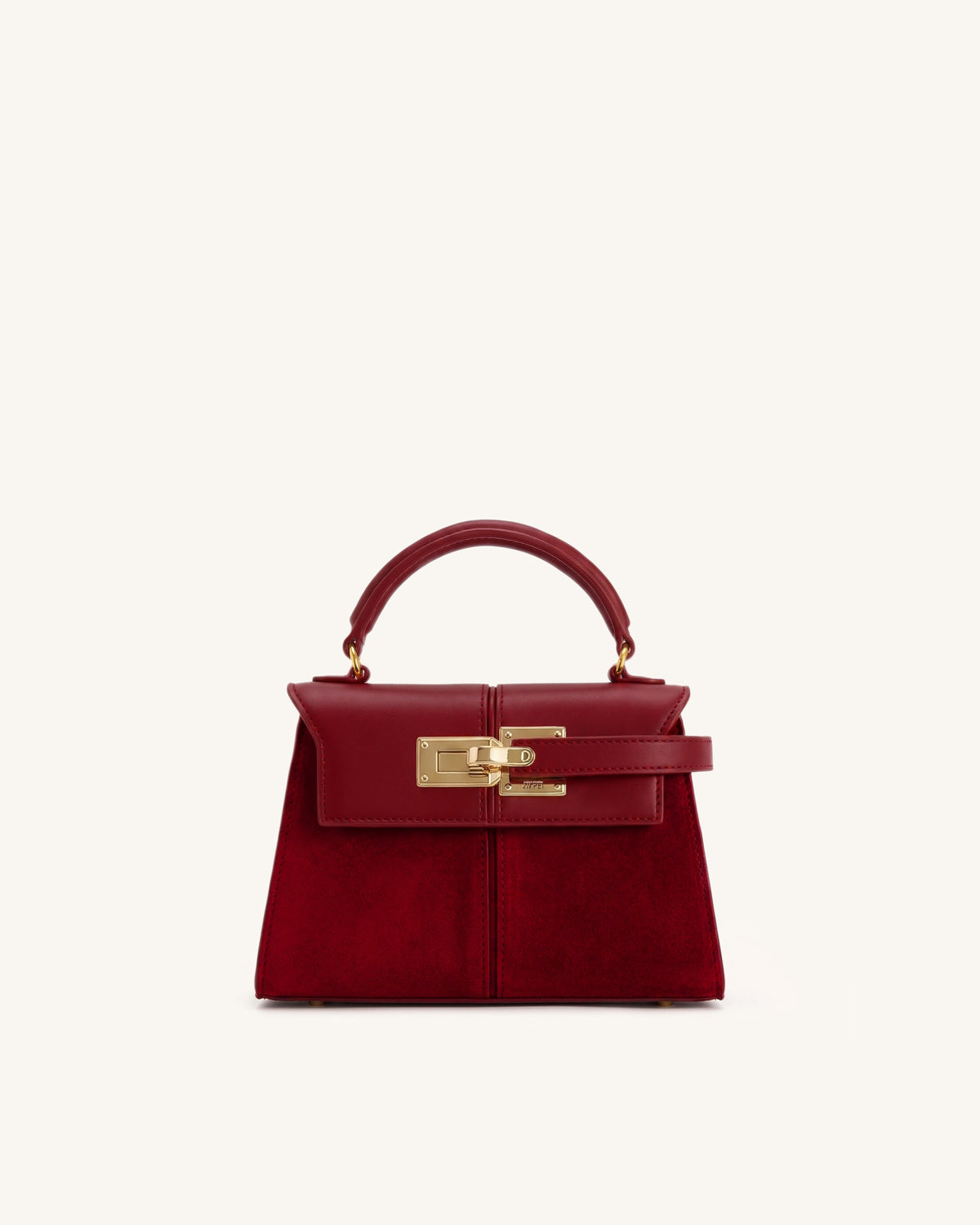 Elise Faux Suede Top Handle Bag - Deep Burgundy