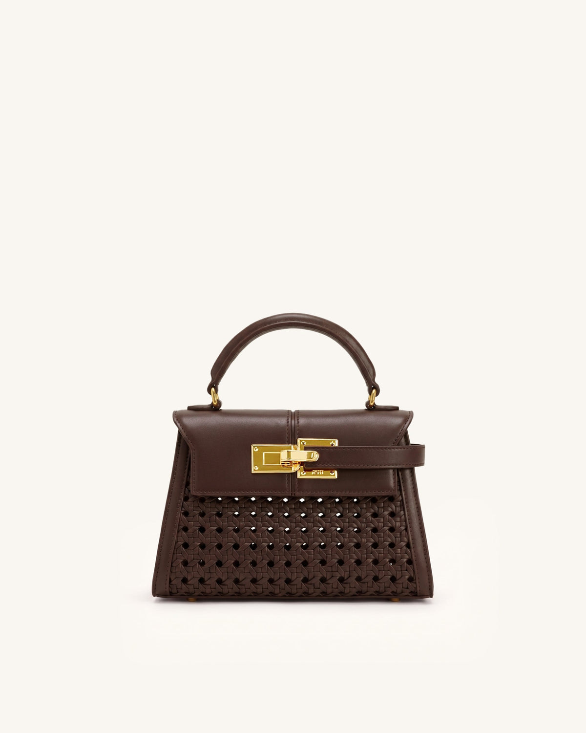 Elise Woven Top Handle Bag - Brown