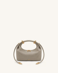 Ellie Faux Suede Metal Ring Embellished Top Handle Bag - Grey