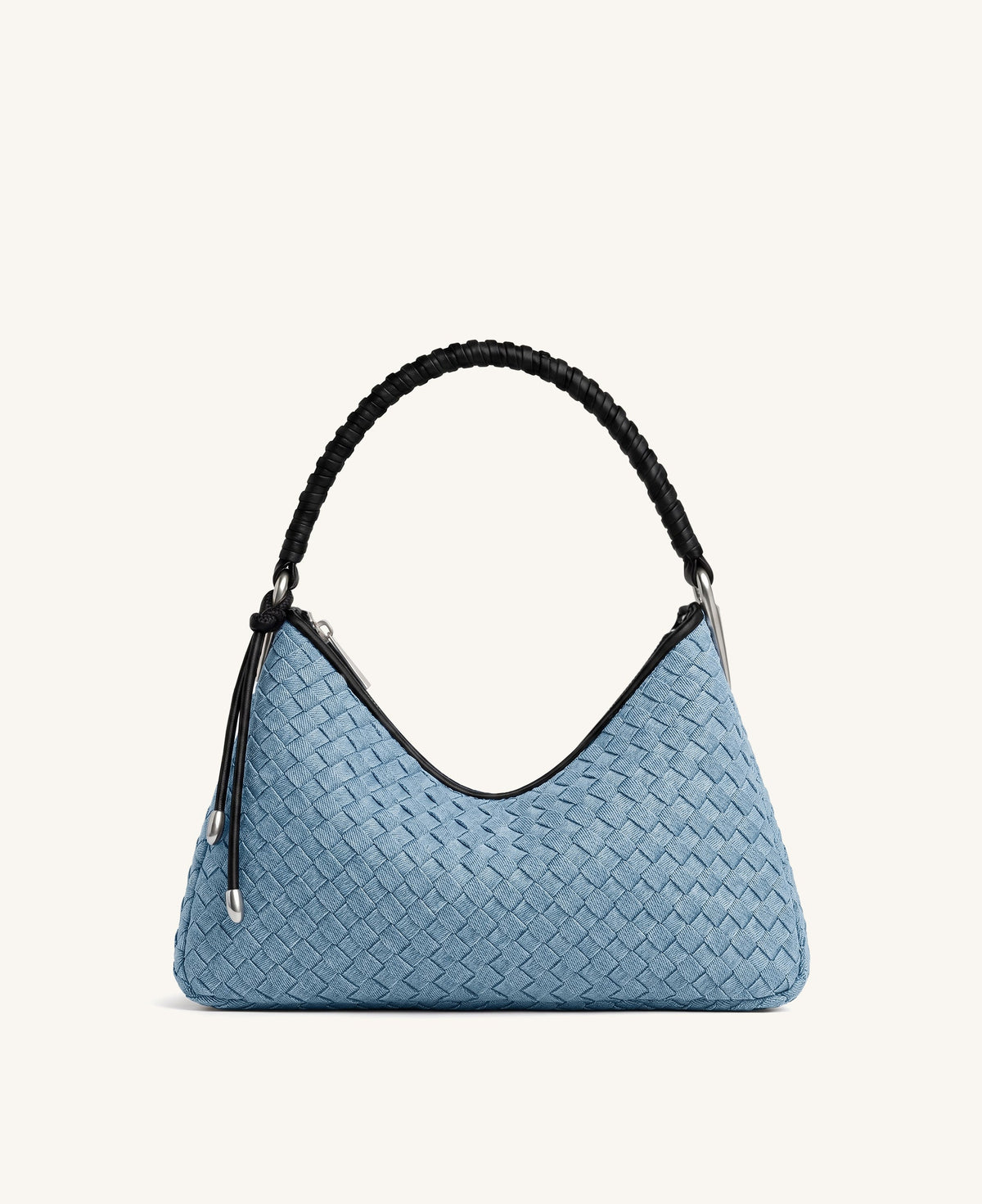 Lorena Woven Denim Shoulder Bag - Light Blue